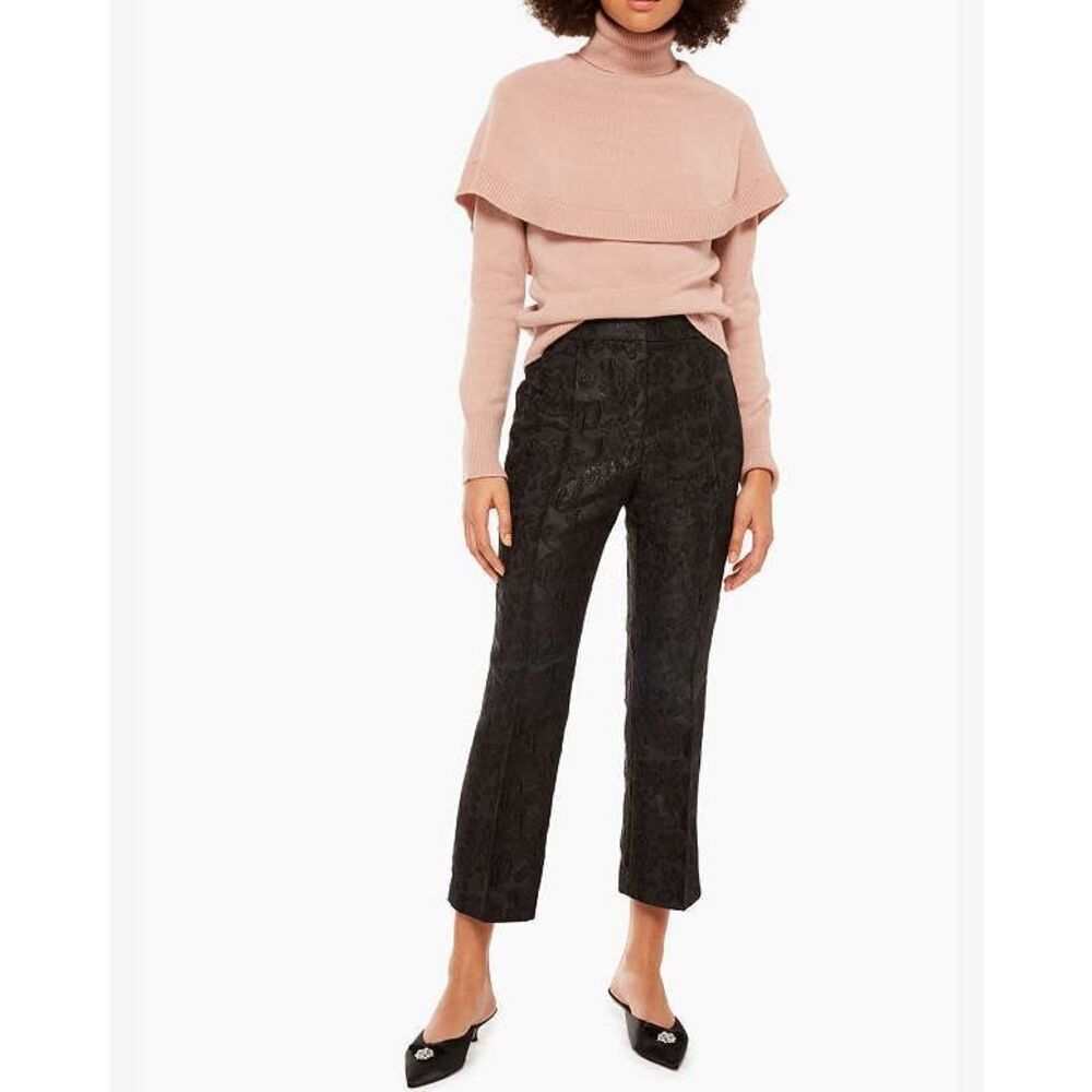 Kate Spade Pants NEW Metallic Jacquard Flare Floral Black size 6